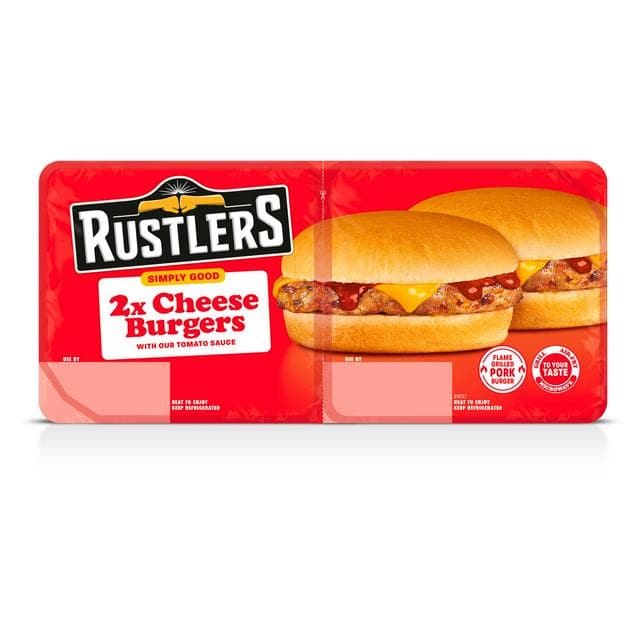 Rustlers 2 x Cheese Burgers 222g - gallery image 1
