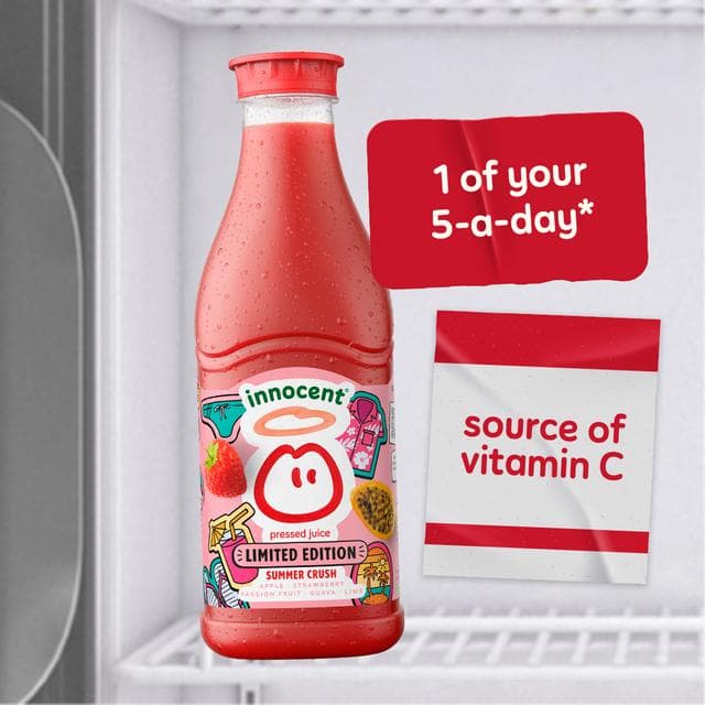 Innocent 900ml Summer Crush Strawberry, Lime & Guava Juice, Limited Edition - gallery image 3