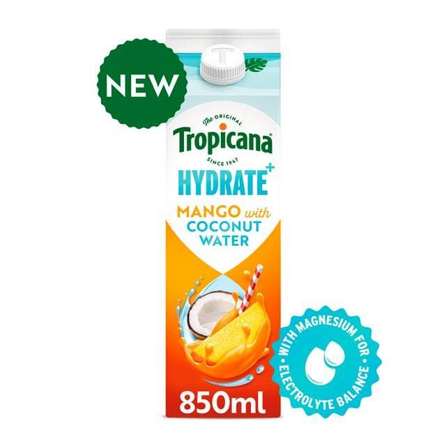 Tropicana 850ml Mango with Coconut Water Hydrate + Refreshing Fruit Juice - gallery image 1