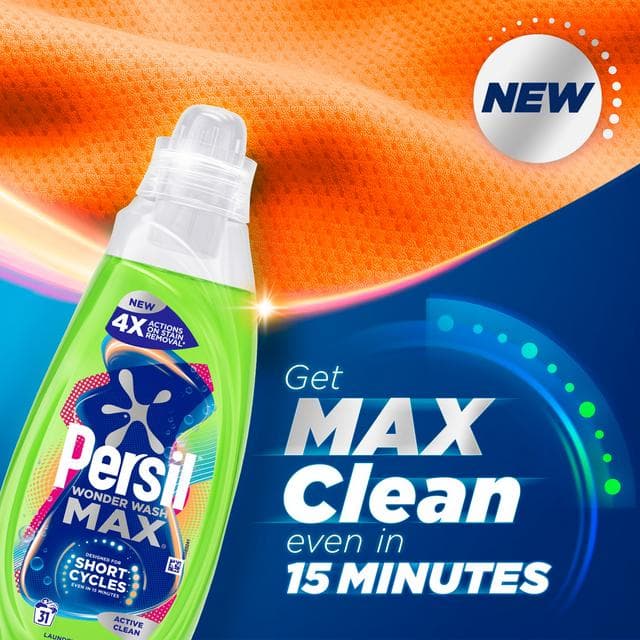 Persil Wonder Wash Max 31 Washes Active Clean Bio Liquid Detergent 837ml - gallery image 2