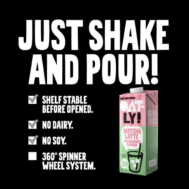 Oatly 1L Strawberry Flavour Matcha Latte Oat Drink - gallery image 2