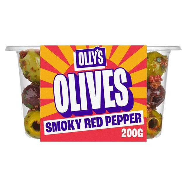 Olly's 200g Smoky Red Pepper Halkidiki & Volos Olives - gallery image 1