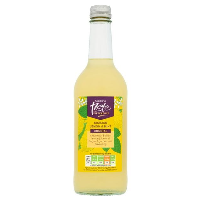 Sainsbury's 500ml Sicilian Lemon & Mint Cordial, Taste the Difference - gallery image 1