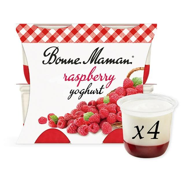 Bonne Maman 4 x 115g Raspberry Yoghurt - gallery image 1
