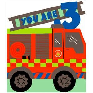 Sainsbury's Fire Engine Age 3 Birthday Greeting Card Design