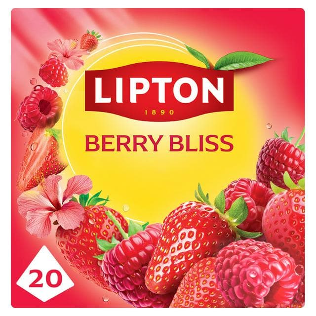 Lipton Berry Bliss 20 x 2.1g Raspberry, Strawberry & Hibiscus Pyramid Tea Bags - gallery image 1