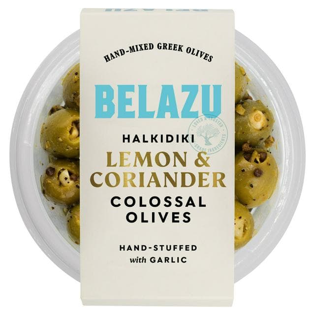 Belazu 140g Halkidiki Lemon & Coriander Colossal Olives - gallery image 1