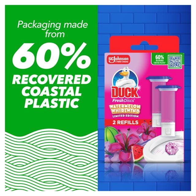 Duck Fresh Discs 2 x 36ml Watermelon Whirlwind Toilet Gel Refill - gallery image 6
