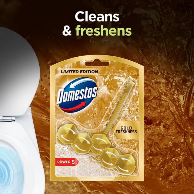 Domestos 1 x 50g Gold Freshness Limited Edition Toilet Freshener Rim Block Cleaner - gallery image 2