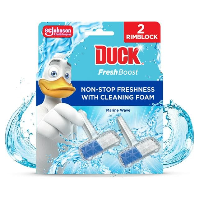 Duck Fresh Boost 2 x 16g Marine Wave Toilet Rim Block - gallery image 1
