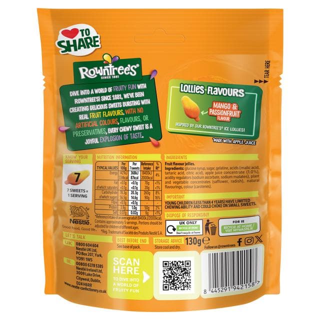 Rowntree's 130g Mango Flavour Sweets Sharing Bag Lollies - gallery image 3