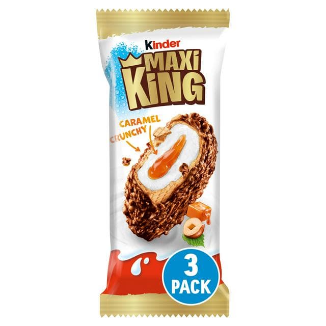 Kinder Maxi King 3 x 35g Milk Chocolate, Hazelnuts & Caramel Chilled Snack - gallery image 1