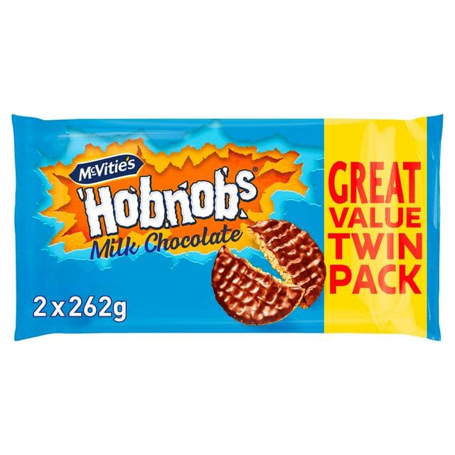 McVitie's Hobnobs The Oaty One 2 x 262g Milk Chocolate Twin Pack Biscuits - gallery image 1