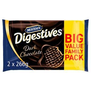 McVitie's Digestives 2 x 266g Dark Chocolate Twin Pack Biscuits