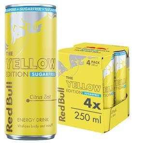 Red Bull 4 x 250ml Sugarfree Citrus Zest Energy Drink, Summer Edition
