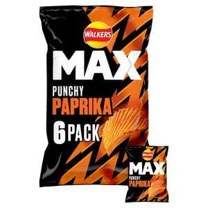 Walkers Max 6 x 27g Punchy Paprika Multipack Crisps