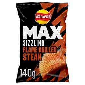 Walkers 140g Max Sizzling Flame Grilled Steak Sharing Crisps