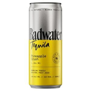 Badwater Tequila 330ml Pineapple Crush Sparkling Tequila with Real Fruit Juice Can