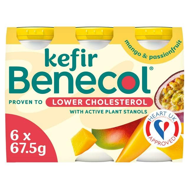 Benecol 6 x 67.5g Kefir Mango Passionfruit Yoghurt Drink - gallery image 1