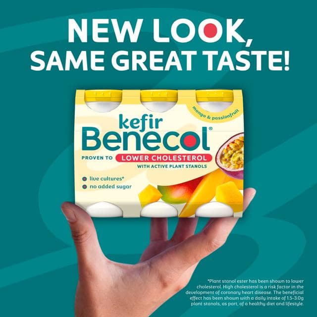 Benecol 6 x 67.5g Kefir Mango Passionfruit Yoghurt Drink - gallery image 2