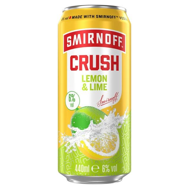 Smirnoff 440ml 6% Vol Crush Lemon & Lime Vodka Mixed Drink Can - gallery image 1