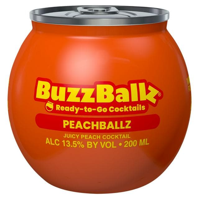 BuzzBallz 200ml Peachballz Juicy Peach Cocktail - gallery image 1