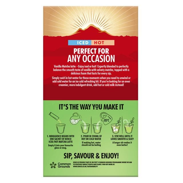 Kenco 8 x Vanilla Iced Hot Matcha Latte Sachets - gallery image 2