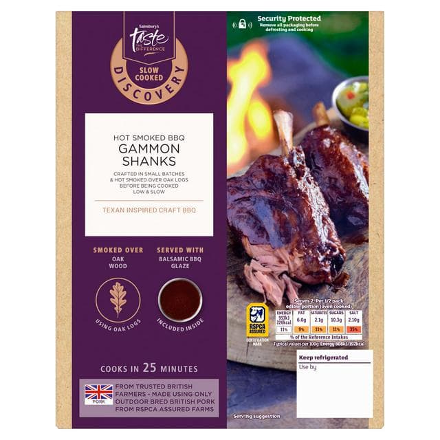 Sainsbury's Discovery 360g Slow Cooked Hot Smoked BBQ Gammon Shanks, Taste the Difference - gallery image 1
