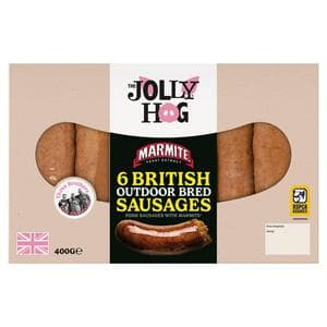 The Jolly Hog 6 x British Marmite Sausages 400g