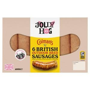 The Jolly Hog 6 x British Colman's Mustard Sausages 400g