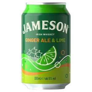 Jameson 330ml Irish Whiskey Ginger Ale & Lime Pre Mixed Drink Can