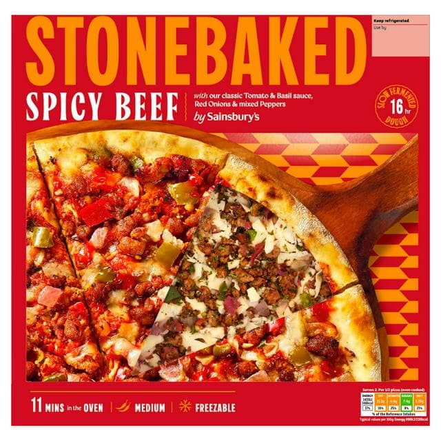 Sainsbury's Stonebaked 310g Spicy Beef Pizza - gallery image 1