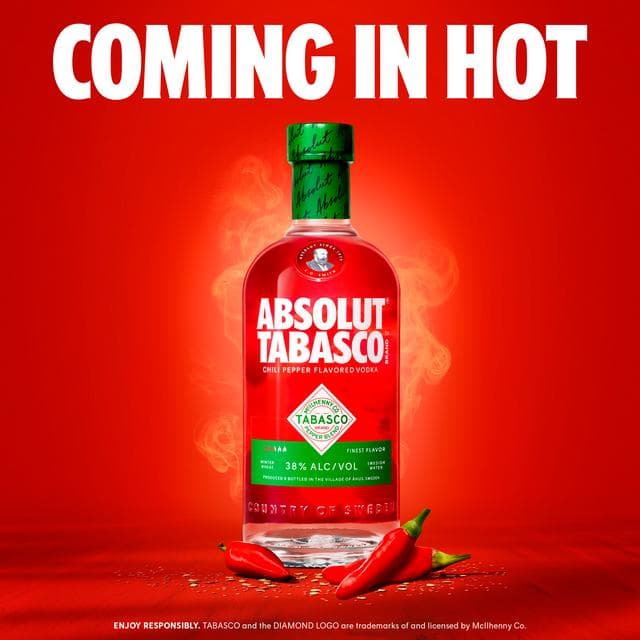 Absolut 70cl Tabasco Chili Pepper Flavoured Vodka Bottle - gallery image 2