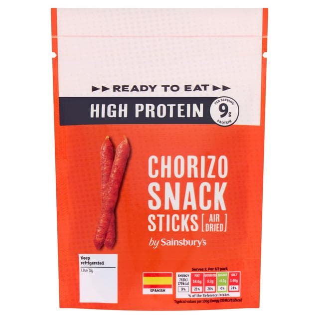 Sainsbury's 70g High Protein Ready to Eat Chorizo Snack Sticks - gallery image 1