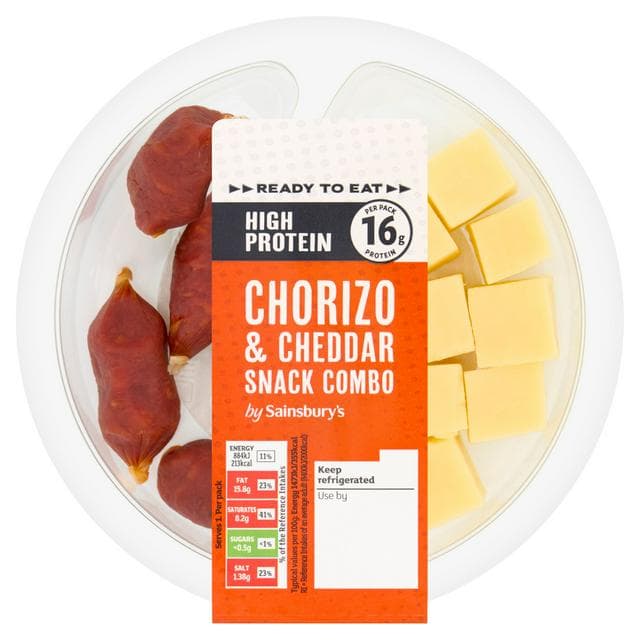 Sainsbury's 60g High Protein Ready to Eat Chorizo & Cheddar Snack Combo - gallery image 1