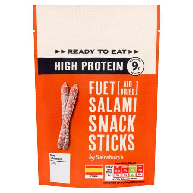 Sainsbury's 70g High Protein Fuet Salami Sticks - gallery image 1