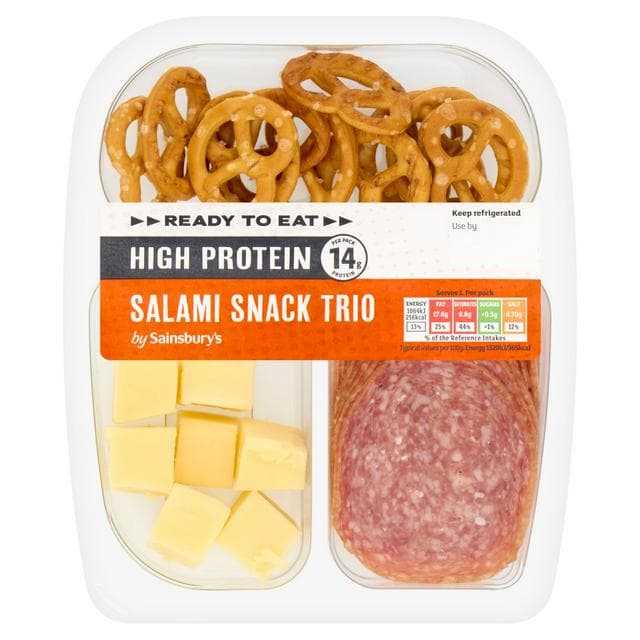 Sainsbury's 70g High Protein Reay to Eat Salami Snack Trio - gallery image 1