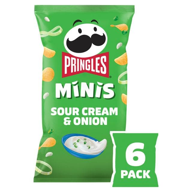 Pringles Minis 6 x 20g Sour Cream & Onion Multipack Crisps - gallery image 1