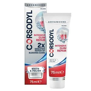 Corsodyl 75ml Advanced + Intensive Gum Repair White & Polish Toothpaste