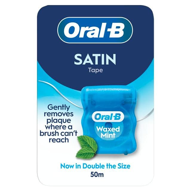 Oral-B Satin 50m Mint Flavour Waxed Tape Dental Floss - gallery image 1