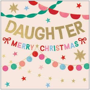 Sainsbury's Colourful Bunting Merry Christmas Daughter Design Greeting Card