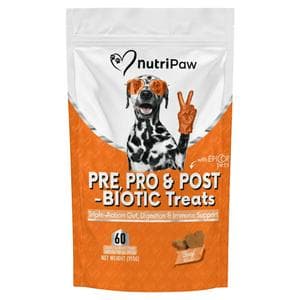 NutriPaw 60 x Beef Flavour Pre, Pro & Post-Biotic Dog Treats with Epicor Pets Complementary Chews 150g