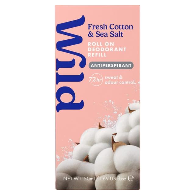 Wild 50ml Fresh Cotton & Sea Salt Antiperspirant Roll on Deodorant Refill - gallery image 1