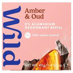Wild 40g Amber & Oud Aluminium Free Refillable Natural Deodorant Refill