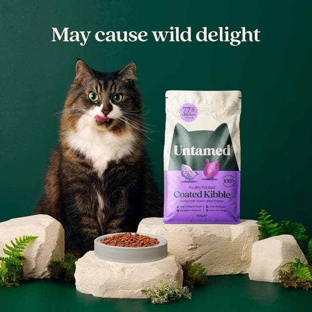Untamed 800g 77% Chicken & Duck Poultry Packed Coated Kibble Cat Food - gallery image 6