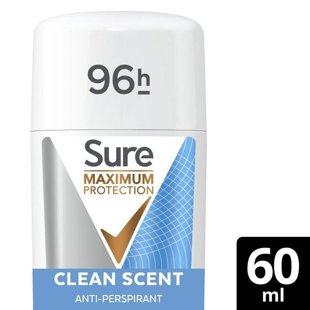 Sure Maximum Protection 60ml Clean Scent Anti Perspirant Cream Stick Deodorant - gallery image 1