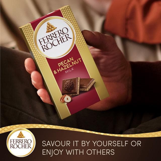 Ferrero Rocher Milk Chocolate Bar with Hazelnut & Pecan 90g - gallery image 4