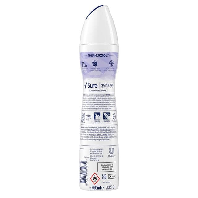Sure Women 250ml Acai & Jasmine Nonstop Protection Frozen Antiperspirant Aerosol Deodorant Spray - gallery image 6