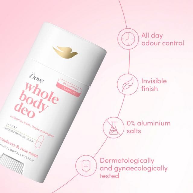 Dove 75ml Raspberry & Rose Whole Body Deodorant Stick - gallery image 3