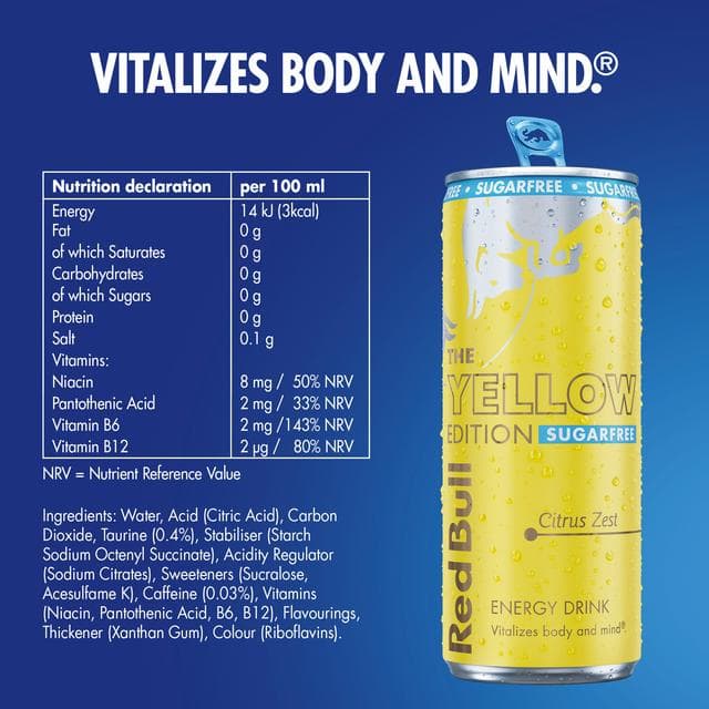Red Bull 473ml Sugarfree Citrus Zest Energy Drink, Summer Edition - gallery image 3